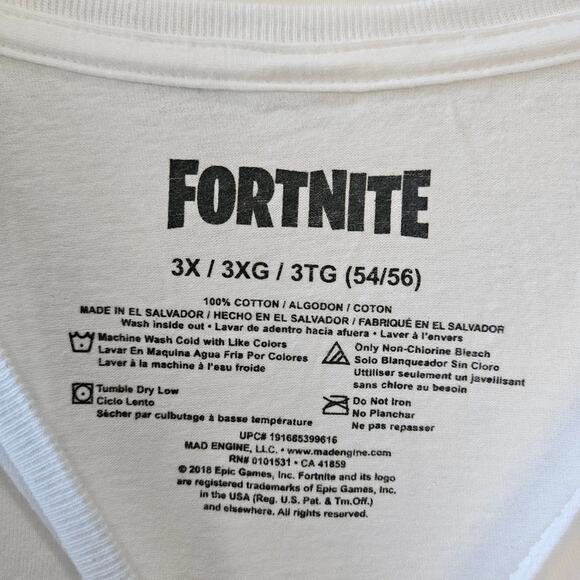 Fortnite Men's Graphic Gamer Durrr Burger Short Sleeve White Shirt 3X - Picture 3 of 6